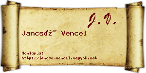 Jancsó Vencel névjegykártya